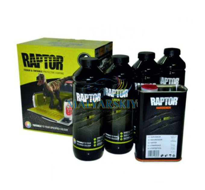 RLB/S4 Захисне покриття підвищенної міцності 3+1 RAPTOR 4шт+0,8л(комплект) ЧОРНИЙ 3,8л U-POL