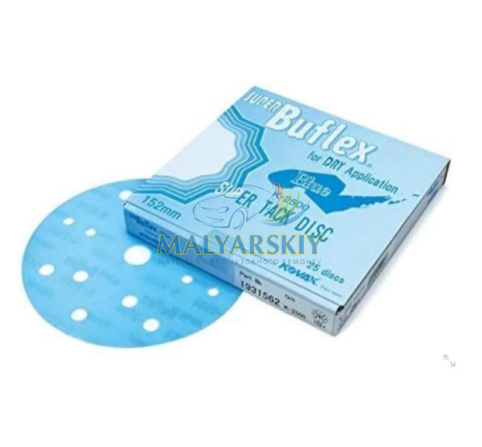 Круг мікроабразивний BUFLEX DRY ST D152мм 15отв. (BLUE) K2500 KOVAX