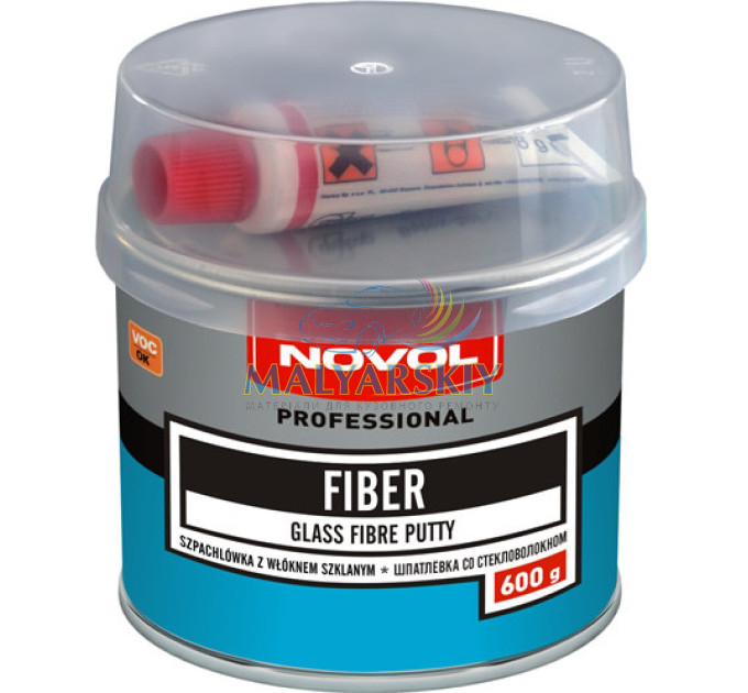 Шпаклівка зі скловолокном FIBER 0,6кг NOVOL