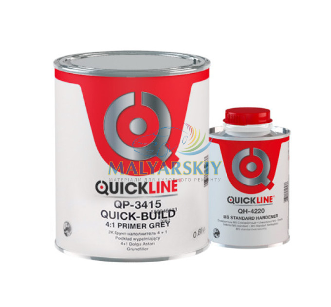 QP-3415 Грунт наповнюючий Quick-Build 4:1 СІРИЙ 0,8л+затв. QH-4420 0,2л QUICKLINE
