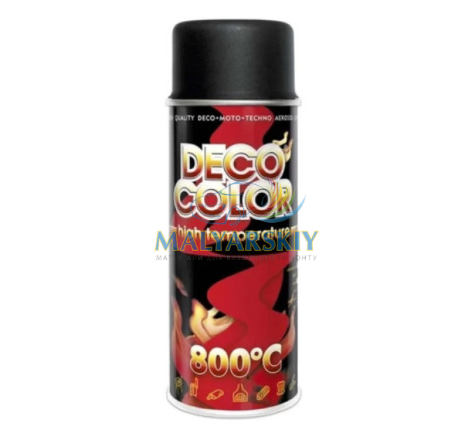 Фарба Чорний МАТ ЖАРОСТІЙКА 800C 400мл DECOCOLOR