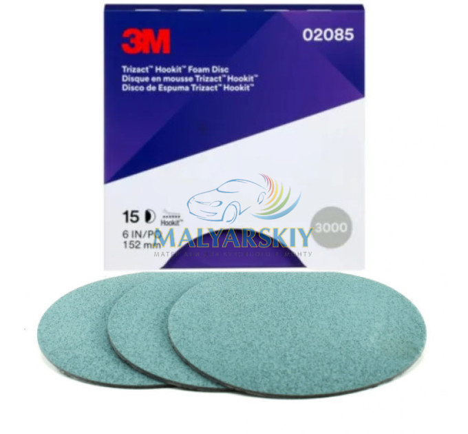 02085 Надтонкий матуючий абразивний диск Trizact 443 A5 Hookit, D150 мм, Р3000 3М